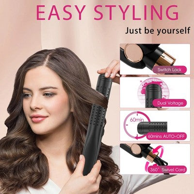 NICEBAY Airflow Styler, Titanium Hair Straightener & Curling Iron with Cooling Air Vents, 5 Temps, Dual Voltage & Auto Shutoff - Imperfect Box