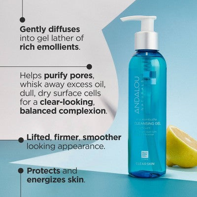 Andalou Naturals Clear Skin Citrus Kombucha Cleansing Gel 6 fl oz - New
