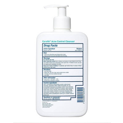 CeraVe Acne Face Cleanser 2% Salicylic Acid; Purifying Clay Oily Skin 16 fl oz - Imperfect Container