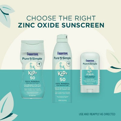 Coppertone Pure and Simple Kids Mineral Sunscreen Lotion SPF 50 6 fl oz - Imperfect Container