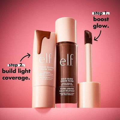 e.l.f. Halo Glow Skin Tint Light Coverage Foundation Mineral SPF 50 9 Medium Cool 1 fl oz - Imperfect Box