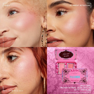 NYX Professional Makeup Bridgerton Royal Blush Buttermelt Blush Palette Wallflower 1 kit - Imperfect Container