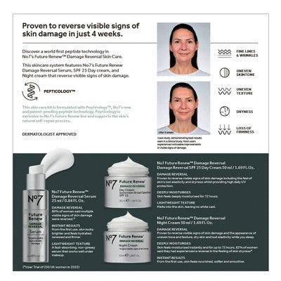 No7 Future Renew Damage Reversal Skincare System Kit 3ct - Imperfect Box