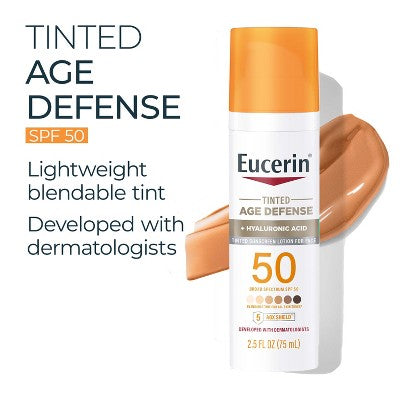 Eucerin Age Defense Face Sunscreen Tinted Lotion SPF 50 2.5 fl oz - Imperfect Box