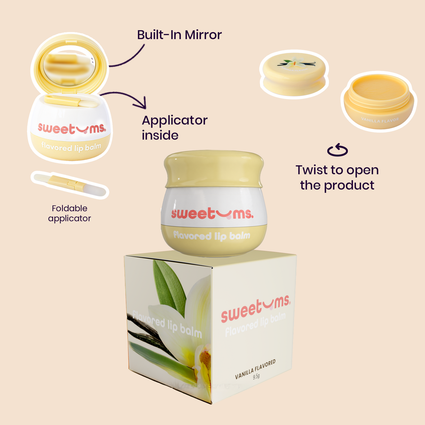 Sweetums Vanilla Flavored Lip Balm